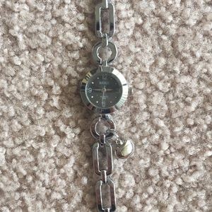 Vintage silver watch with charm